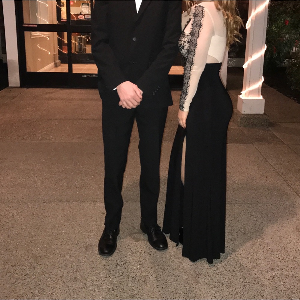 black and nude lace dress from windsor